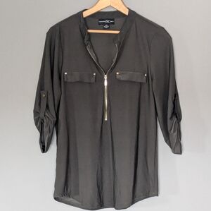 INC blouse in olive with adjustable zip Med